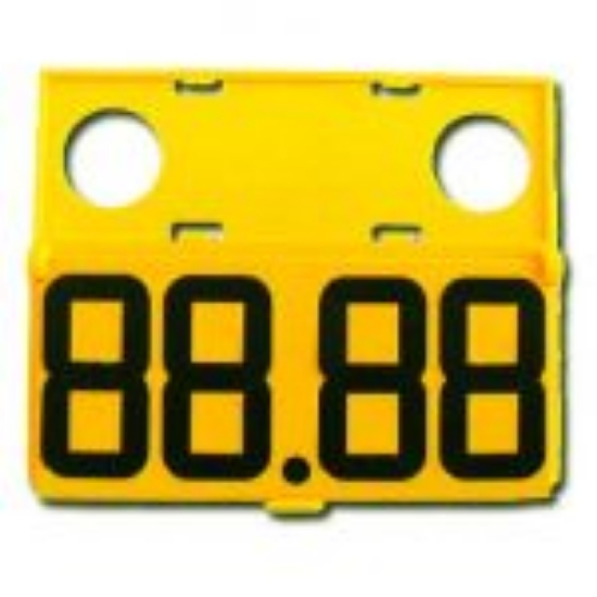 Imagem de Preçário com fundo Amarelo Números a Preto Com Etiqueta sem impressão