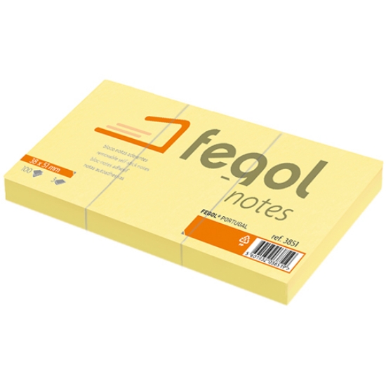 Picture of BLOCO DE NOTAS ADERENTES FEGOL NOTES 38X51 AMARELO 100FOLHAS