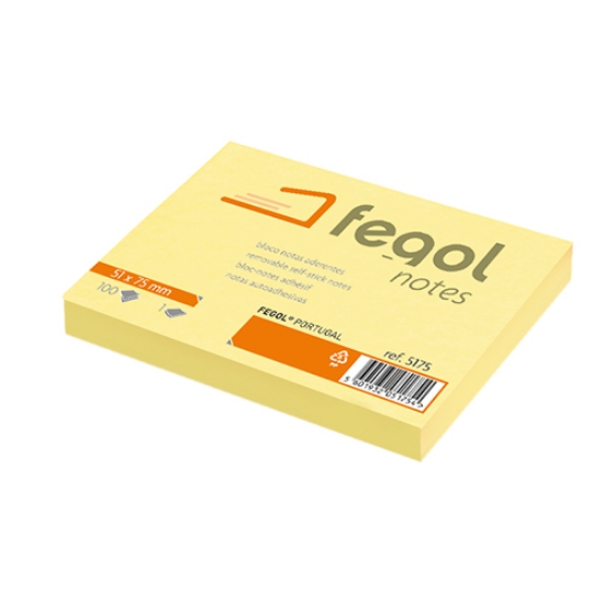 Picture of BLOCO DE NOTAS ADERENTES FEGOL NOTES 51X75 AMARELO 100FOLHAS