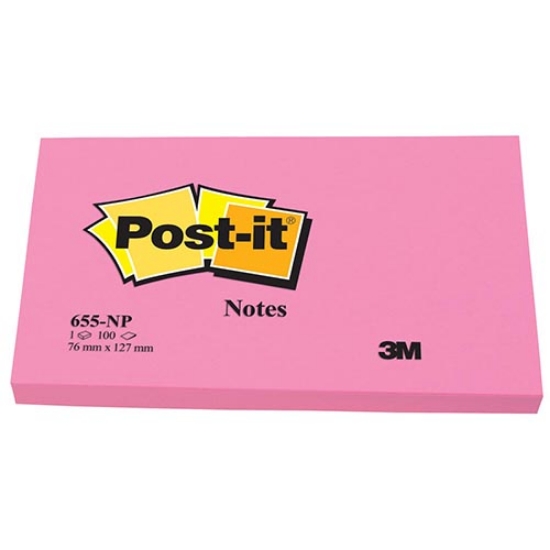Imagem de BLOCO DE NOTAS ADERENTES POST-IT 76X127 655N FUCSIA NEON 100FOLHAS