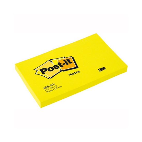 Imagem de BLOCO DE NOTAS ADERENTES POST-IT 76X127 655-NY AMARELO NEON 100FOLHAS
