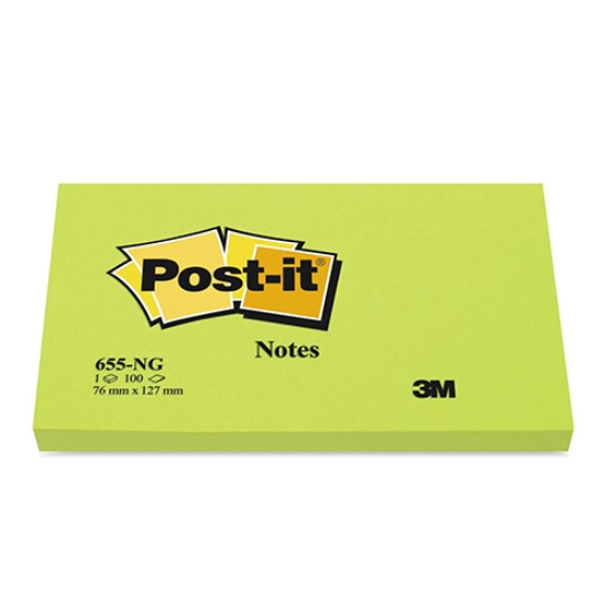 Imagem de BLOCO NOTAS ADERENTES POST-IT 76X127 655-NG VERDE NEON 100FOLHAS
