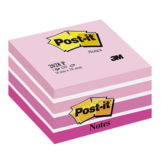 Imagem de CUBO BLOCO DE NOTAS ADERENTES POST-IT 76X76 2028P ROSA PASTEL 450FOLHAS