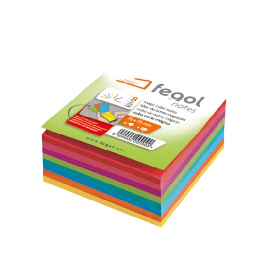 Imagem de CUBO MAGICO NOTAS ADERENTES FEGOL 75X75 LISO 200FOLHAS