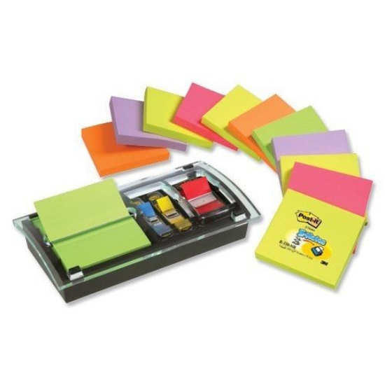 Imagem de PACK 12 BLOCOS NOTAS ADERENTES POST-IT R330NR + DISPENSADOR DS100-VP