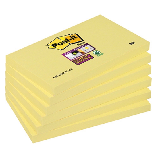 Picture of PACK 6 BLOCOS NOTAS ADERENTES POST-IT 76X127 AMARELO SUPER STICKY