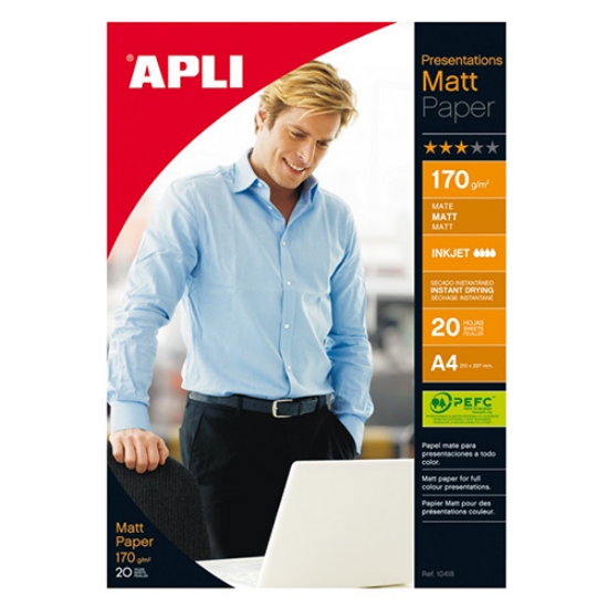 Imagem de PAPEL FOTOG. A4 170GR MATE 2F INKJET APLI 10418 (CX.20F)