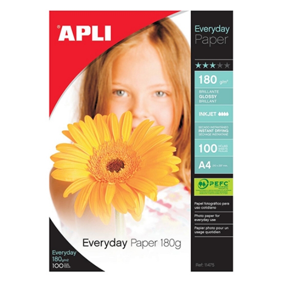 Imagem de PAPEL FOTOG. A4 180GR GLOSS INKJET APLI 11475 (CX.100F)
