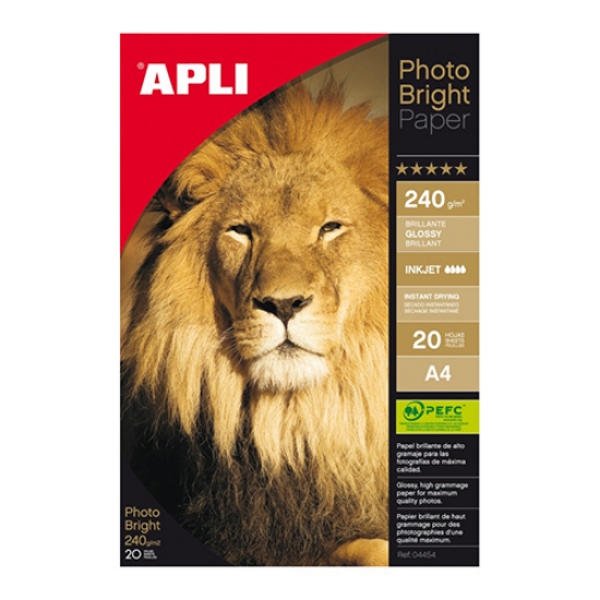 Imagem de PAPEL FOTOG. A4 240GR INKJET BRIGHT APLI 04454 (CX.20F)