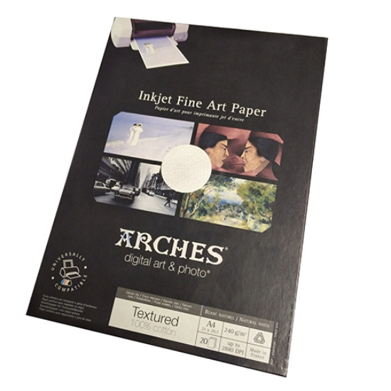 Imagem de PAPEL TEXTURADO CANSON ARCHES A4 240GR INKJET 204567030 (PACK 20 FOLHAS)