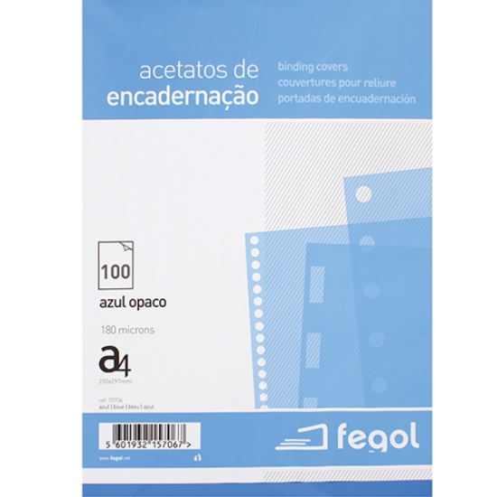 Imagem de ACETATO ENCADER. OPACO A4 180MIC FEGOL AZUL 15706