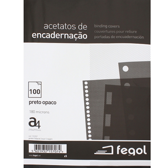 Imagem de ACETATO ENCADER. OPACO A4 180MIC FEGOL PRETO (15707)