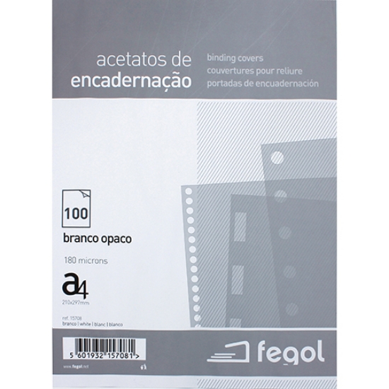 Imagem de ACETATO ENCADER. OPACO A4 180MIC FEGOL BRANCO (15708)