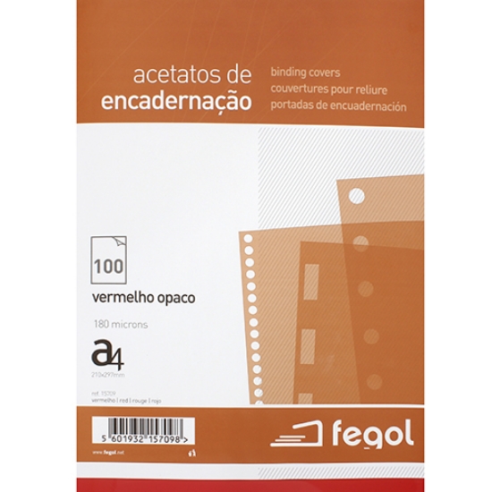 Picture of ACETATO ENCADER. OPACO A4 180MIC FEGOL VERMELHO 15709