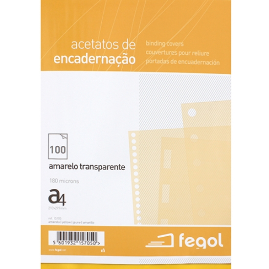 Imagem de ACETATO ENCADER. TRANSP. A4 180MIC FEGOL AMARELO 15705