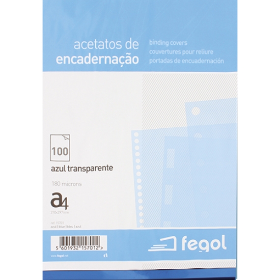 Picture of ACETATO ENCADER. TRANSP. A4 180MIC FEGOL AZUL 15701
