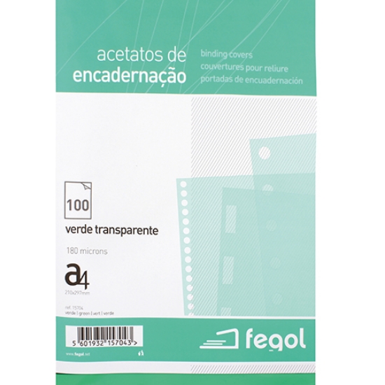 Picture of ACETATO ENCADER. TRANSP. A4 180MIC FEGOL VERDE 15704