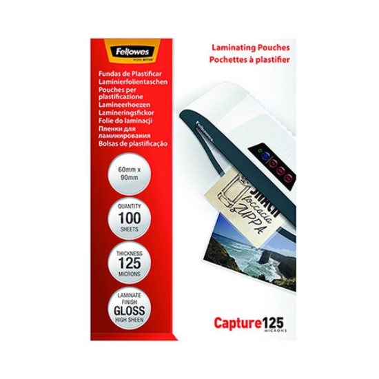 Imagem de CAIXA 100 BOLSAS PLASTIFICAR 60X90MM 125MIC FELLOWES (5397402)