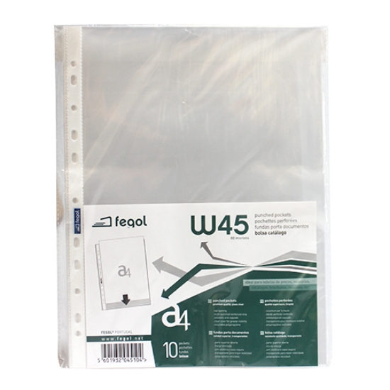 Imagem de PACK 10 BOLSAS CATÁLOGO A4 80MICRONS PP FEGOL (W45/10)