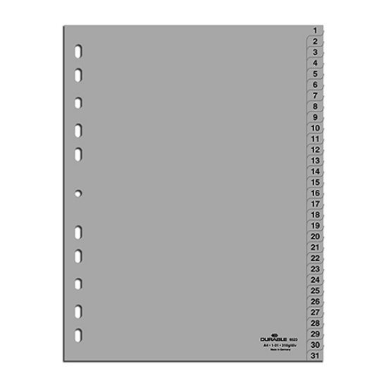 Imagem de SEPARADOR PP A4 31 POSIÇOES DURABLE 6523 NUMERADO CINZA