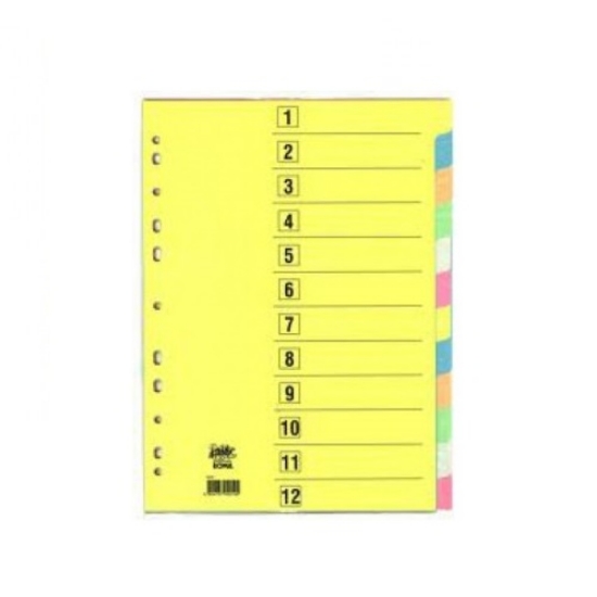 Imagem de SEPARADOR CARTOLINA A4 12 POSIÇÕES CORES SUAVES