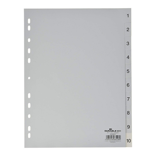 Imagem de SEPARADOR PP A4 10 POSIÇOES DURABLE 6511 NUMERADO CINZA