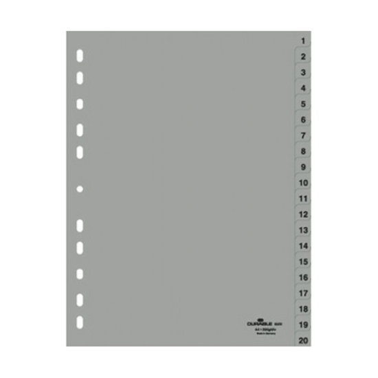 Imagem de SEPARADOR PP A4 20 POSIÇÕES DURABLE 6522 NUMERADO CINZA