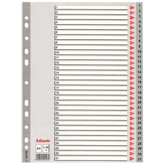 Imagem de SEPARADOR PP A4 31 POSIÇOES ESSELTE 100108 NUMERADO CINZA