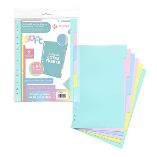 Imagem de SEPARADOR PP A4 6 POSIÇÕES CARCHIVO 49060699 PASTEL SORTIDO