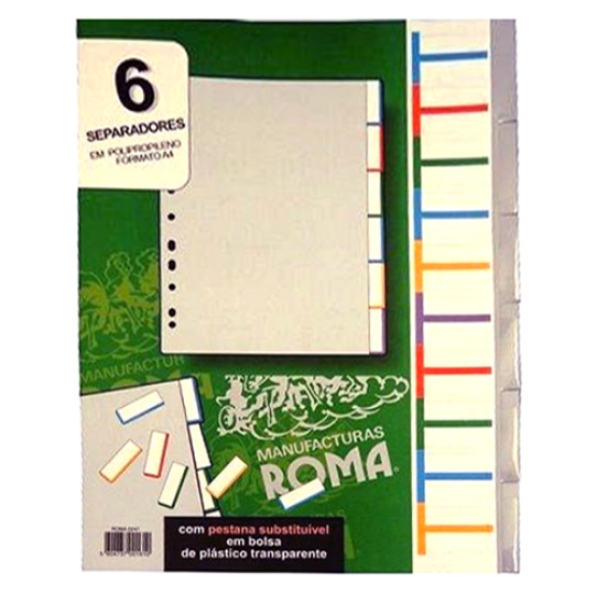 Imagem de SEPARADOR PP A4 6 POSIÇÕES ROMA 247 PESTANA PERSONALIZÁVEL