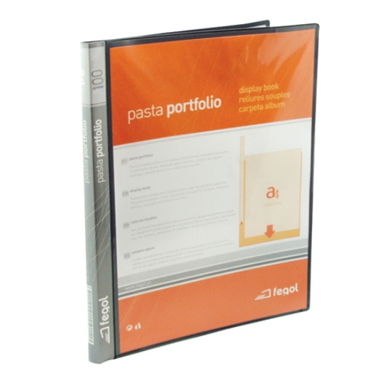 Picture of PORTFOLIO A4 100 BOLSAS FEGOL 73100 PRETO C/CX. (200PAG)