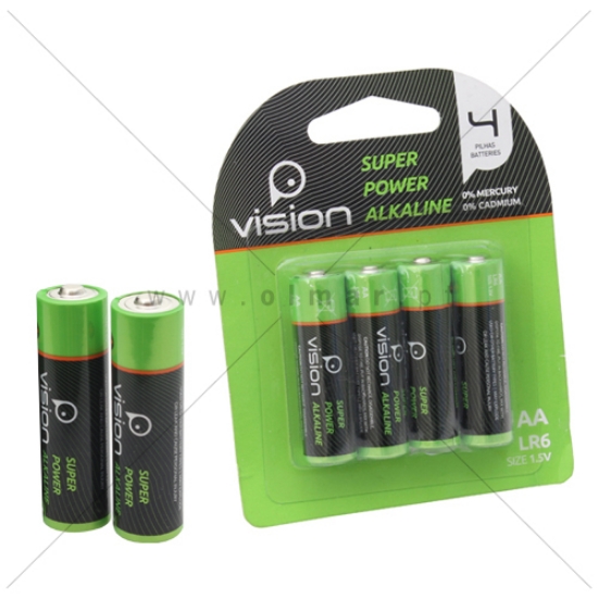 Imagem de BLISTER 4 PILHAS ALCALINAS AA LR06 1.5V VISION