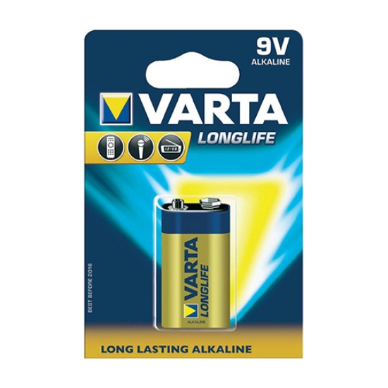 Imagem de BLISTER COM 1 PILHA ALCALINA 6LR61 9V VARTA 4122/4922 LONG LIFE EXTRA