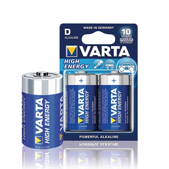 Imagem de BLISTER COM 2 PILHAS ALCALINAS D LR20 1.5V VARTA HIGH ENERGY 4920