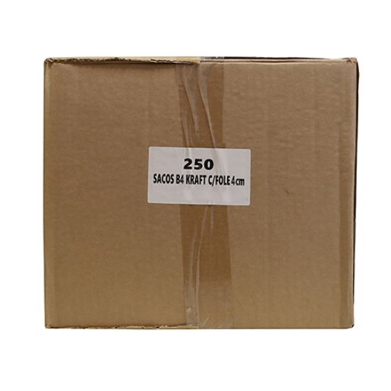 Imagem de SACO B/4 250X353MM COM FOLE 40MM KRAFT 110GR ADESIVO