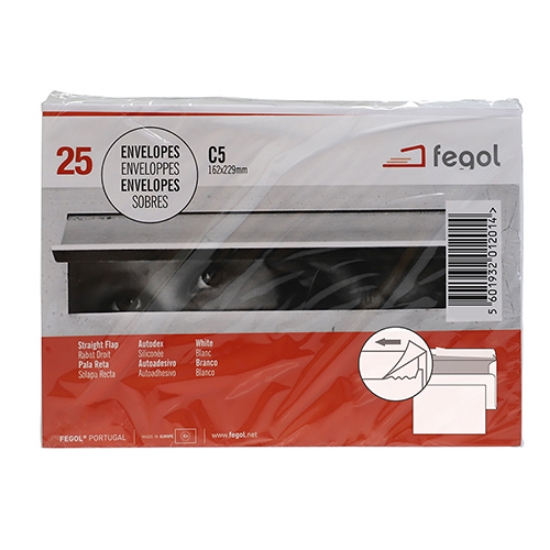 Picture of PACK 25 ENVELOPES C5 162X229MM BRANCOS 90GR ADESIVOS FEGOL