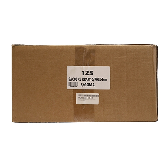Imagem de SACO C/3 324X458 C/FOLE 40MM KRAFT 100GR S/GOMA