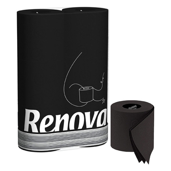 Imagem de PACK 6 ROLOS PAPEL HIGIÉNICO RENOVA COLOUR PRETO