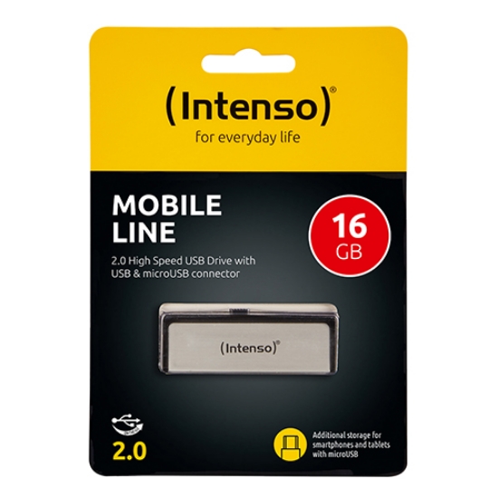 Imagem de DISK-PEN 16GB USB 2.0+MICRO USB INTENSO MOBILE LINE (3523470)