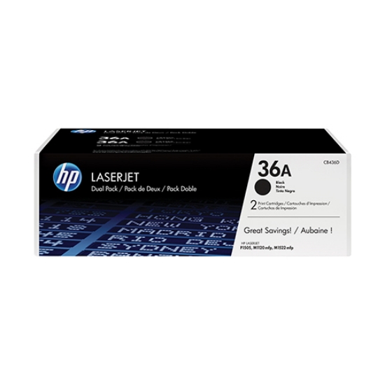 Imagem de PACK DUPLO TONER ORIGINAL HP 36A CB436AD PRETO 2 X 2000PAG.