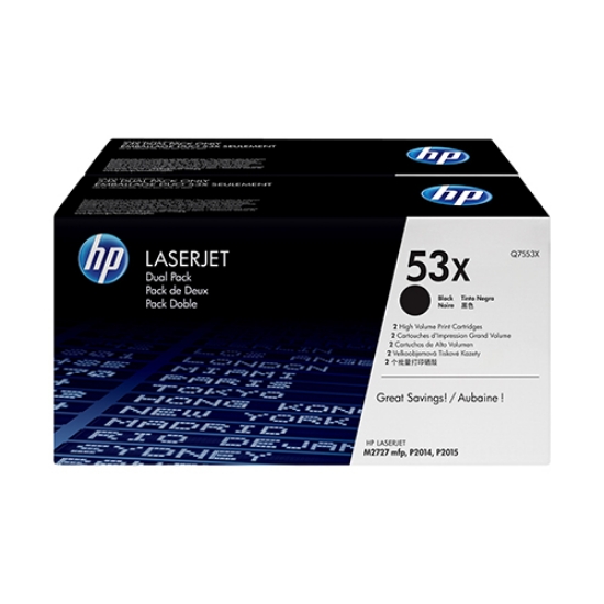 Imagem de PACK DUPLO TONER ORIGINAL HP 53X Q7553XD PRETO 2X7000PAG