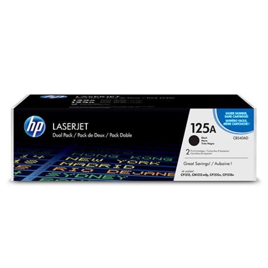 Imagem de PACK DUPLO TONER ORIGINAL HP 125A CB540AD PRETO 2 X 2200PAG.