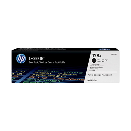 Picture of PACK DUPLO TONER ORIGINAL HP 128A CE320AD PRETO 2 X 2000PAG.