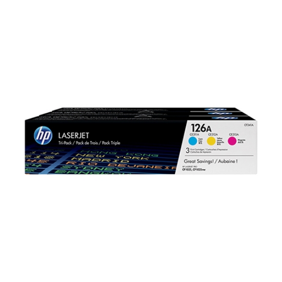 Imagem de PACK TRIPLO TONER ORIGINAL HP 126A CF341A 3 CORES CYM