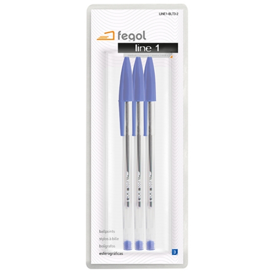 Imagem de BLT.3 ESFEROG. FEGOL CRISTAL LINE 1 AZUL (LINE1-BLT3-2)