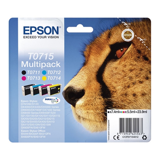 Imagem de TINTEIRO ORIGINAL EPSON T0715 PACK C/4 CORES