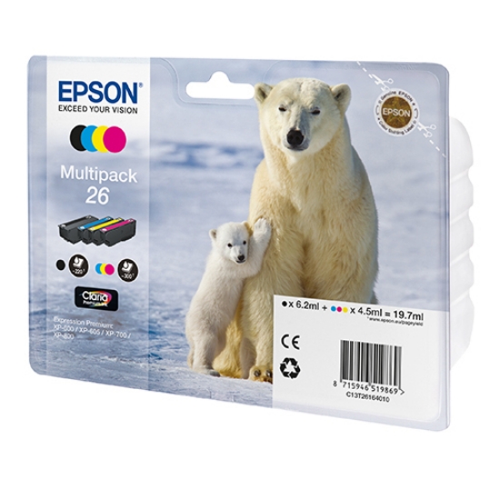 Imagem de TINTEIRO ORIGINAL EPSON T2616 Nº26 (PACK 4 CORES)