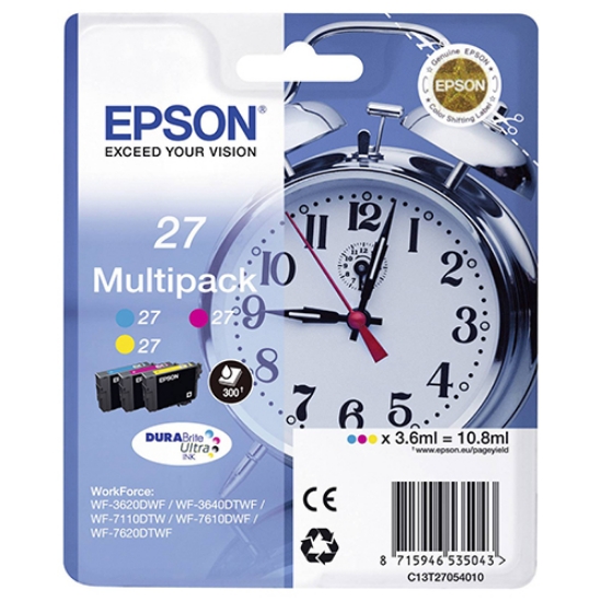 Imagem de TINTEIRO ORIGINAL EPSON T2705 Nº27 PACK 3 CORES (C/M/Y)