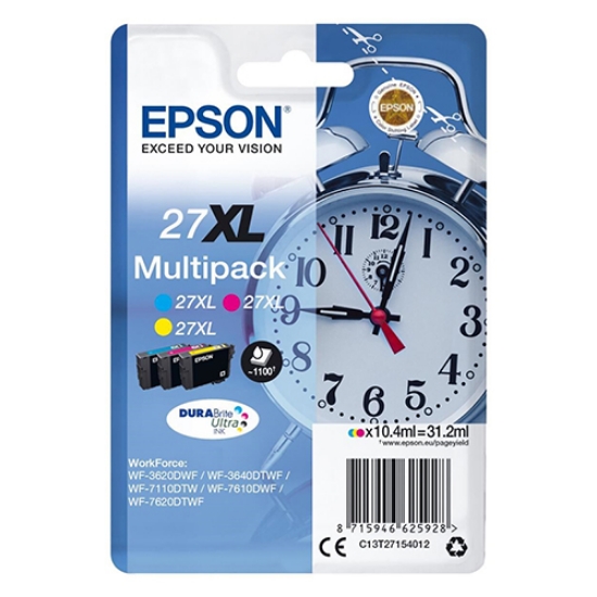 Imagem de TINTEIRO ORIGINAL EPSON T2715 Nº27XL ALTA CAP. PACK 3 CORES