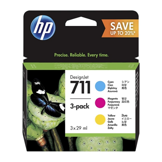 Imagem de TINTEIRO ORIGINAL HP 711 P2V32A (PACK 3 CORES C/M/Y)